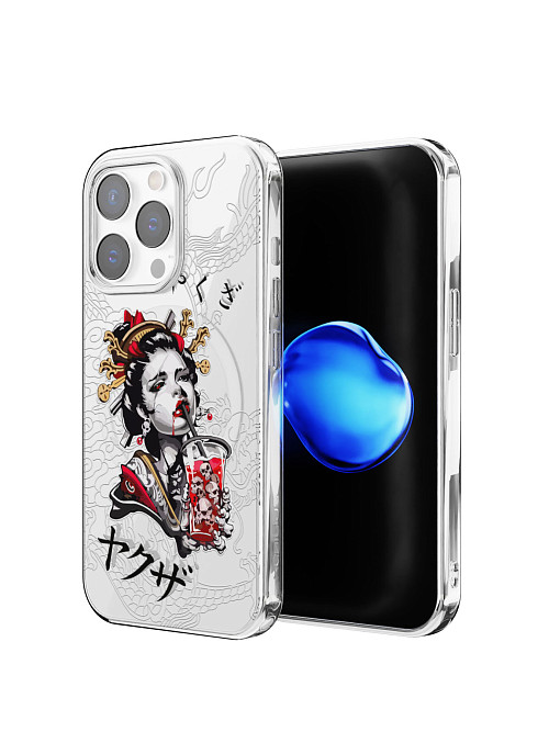 Противоударный чехол с MagSafe для Apple iPhone 13 Pro "Geisha Bloody"