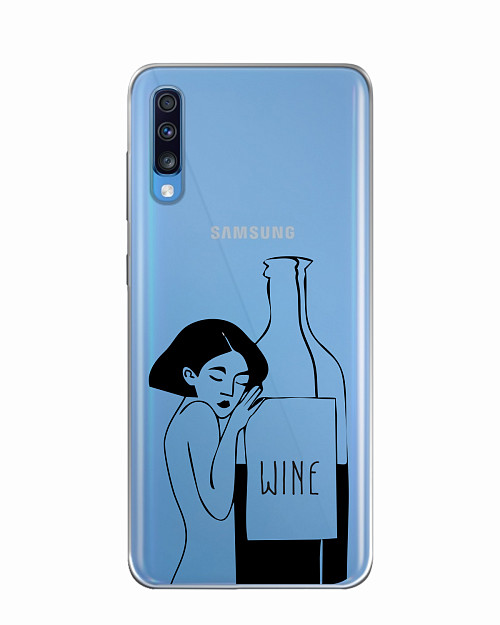 Силиконовый чехол для Samsung A70 Бутылка вина