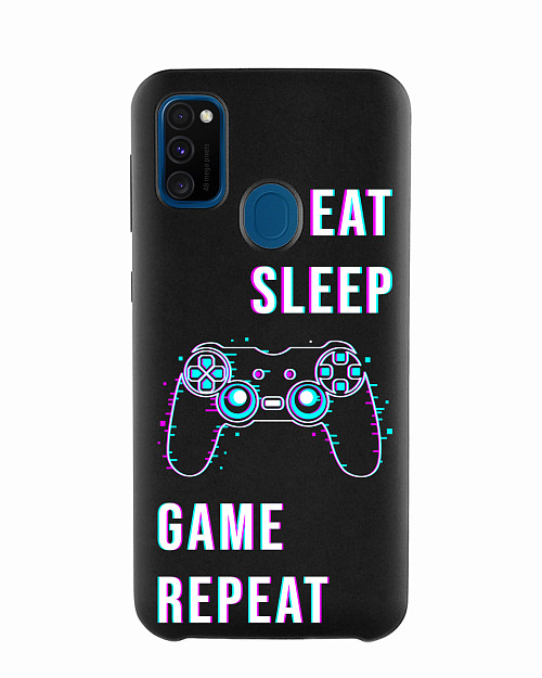 Силиконовый чехол для Samsung Galaxy M30S Eat Sleep Game repeat