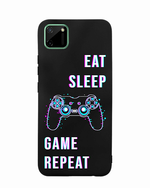 Силиконовый чехол для Realme C11 (2020) Eat Sleep Game repeat