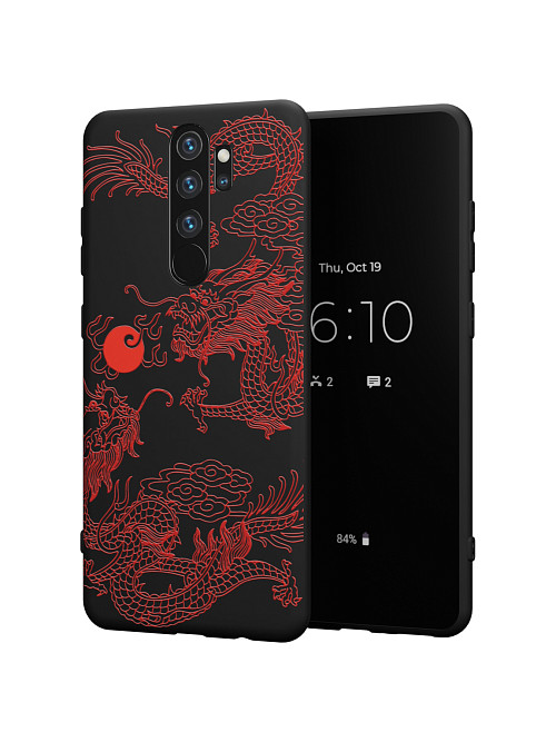 Силиконовый чехол для Xiaomi Redmi Note 8 Pro "Красный японский дракон"