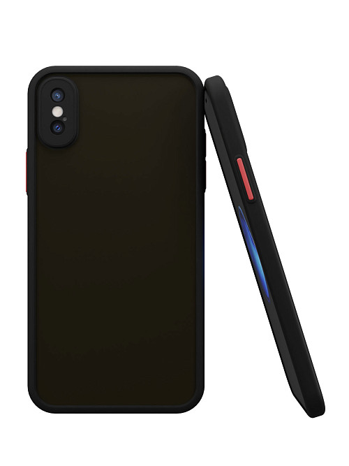Противоударный чехол для Apple iPhone Xs черный / прозрачный / красный