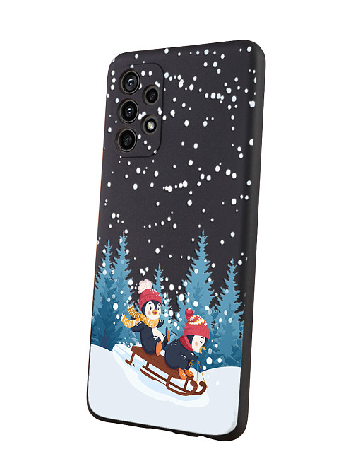 Силиконовый чехол для Samsung Galaxy A32 (4G) "Пингвины на санках"