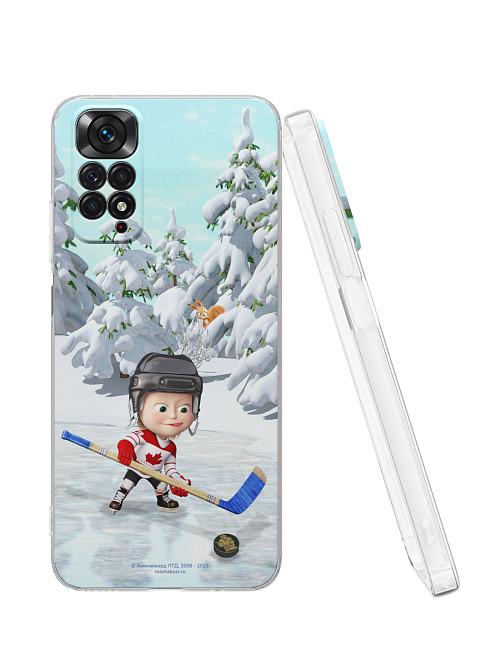 Силиконовый чехол для Xiaomi Redmi Note 11S (4G) "Маша и медведь: Маша Хоккеист"