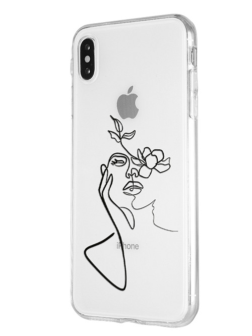 Силиконовый чехол для Apple iPhone Xs Max "Девушка и цветы"