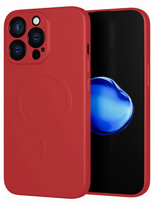Силиконовый чехол с микрофиброй и MagSafe для Apple iPhone 13 Pro Красный