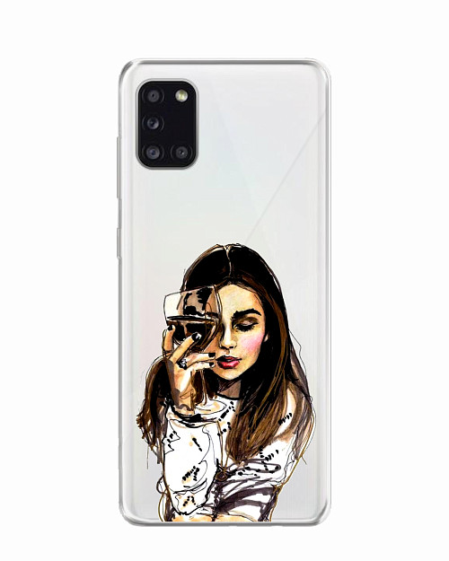 Силиконовый чехол для Samsung Galaxy A31 "Девушка с вином"