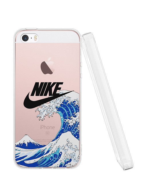 Силиконовый чехол для Apple iPhone 5S "NOVEL: Nike и волна"