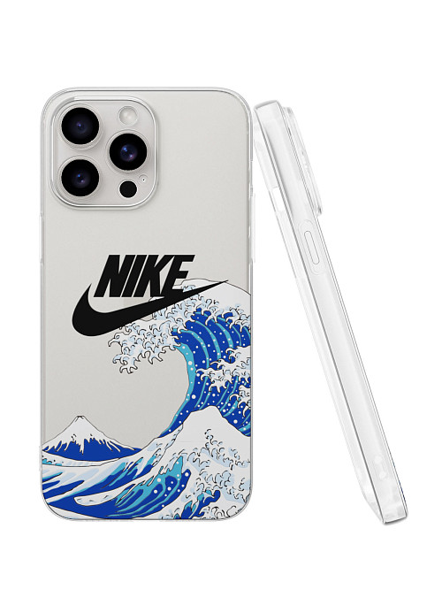 Силиконовый чехол для Apple iPhone 15 Pro Max "NOVEL: Nike и волна"