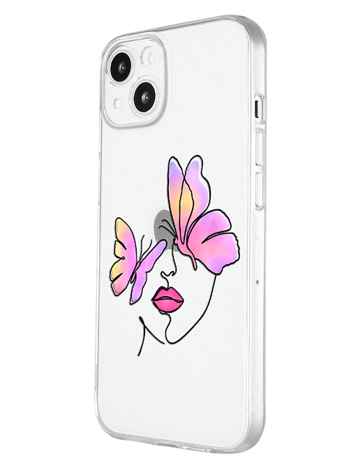 Силиконовый чехол для Apple iPhone 13 Mini Девушка с бабочками