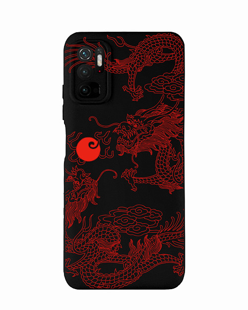 Силиконовый чехол для Xiaomi Redmi Note 10T Красный японский дракон