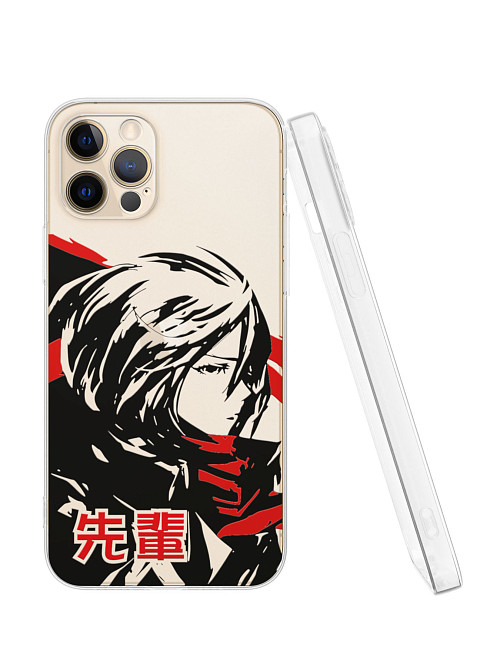 Силиконовый чехол для Apple iPhone 12 Pro "Атака титанов - Mikasa Ackerman"