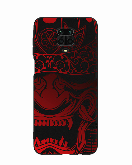 Силиконовый чехол для Xiaomi Redmi Note 9 Pro Красная маска самурая