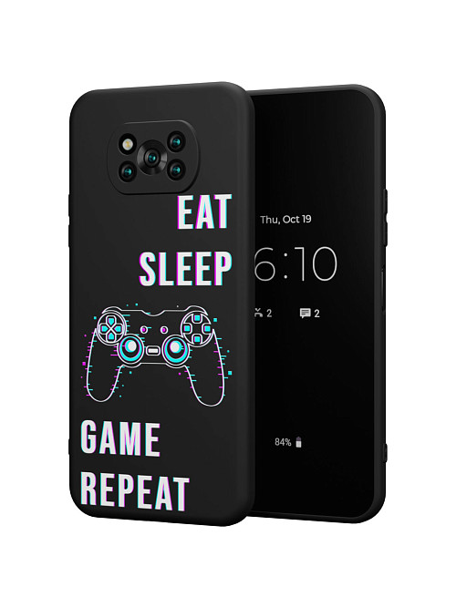 Силиконовый чехол для Poco X3 NFC "Eat Sleep Game repeat"