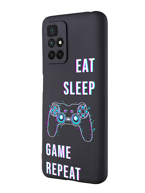 Силиконовый чехол для Xiaomi Redmi 10 Eat Sleep Game repeat