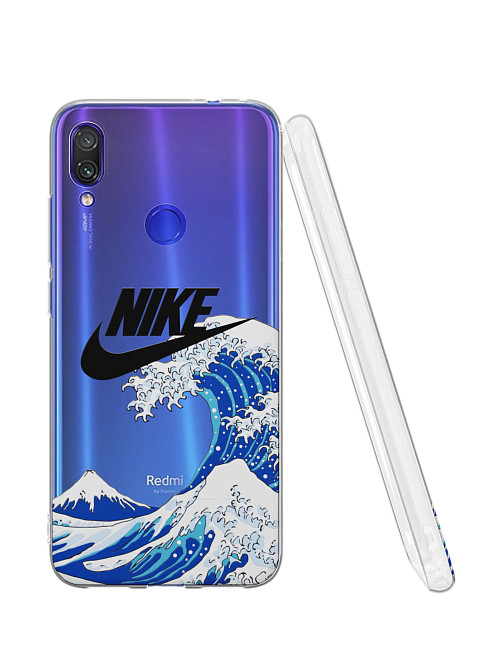 Силиконовый чехол для Xiaomi Redmi Note 7 Pro "NOVEL: Nike и волна"