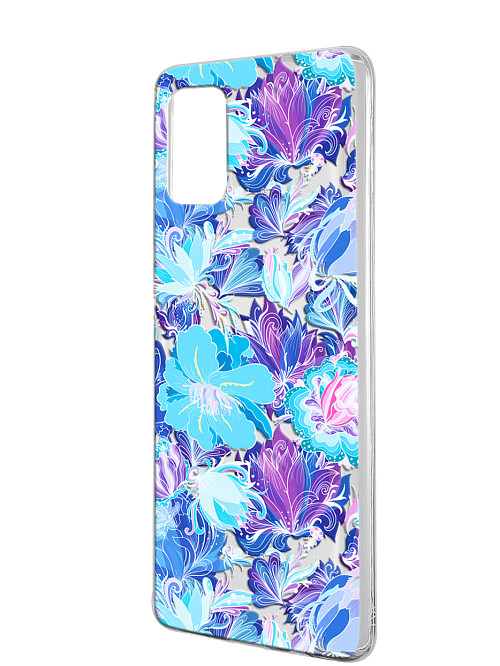 Силиконовый чехол для Samsung Galaxy A71 Голубые цветы