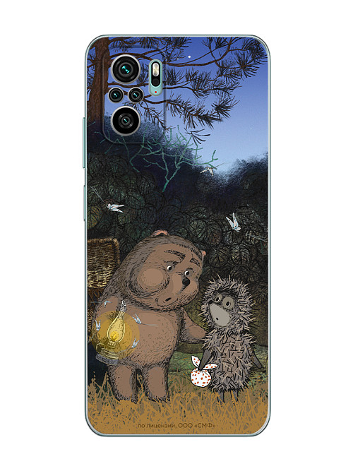 Силиконовый чехол для Xiaomi Redmi Note 10S "Ёжик в тумане и медвежонок"