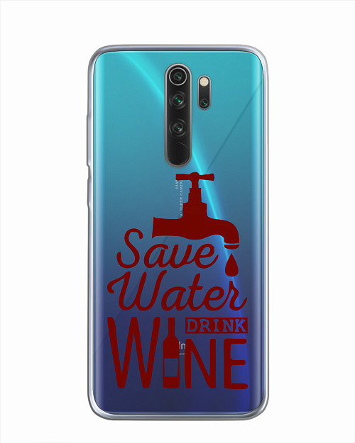 Силиконовый чехол для Xiaomi Redmi Note 8 Pro "Береги воду, пей вино"