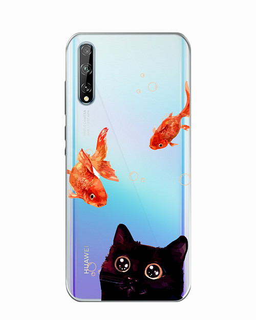 Силиконовый чехол для Huawei Y8p Усатый наблюдатель