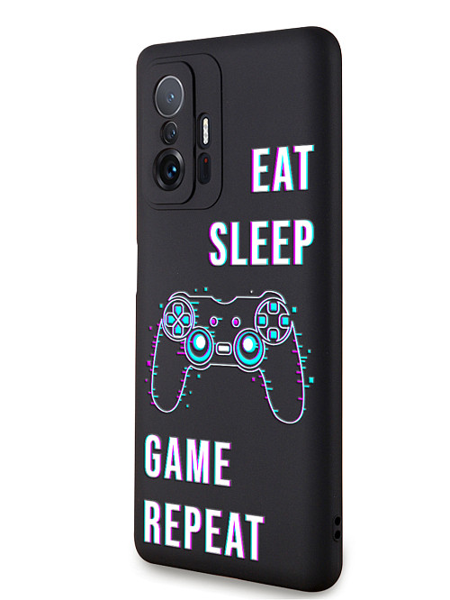 Силиконовый чехол для Xiaomi 11T Pro Eat Sleep Game repeat