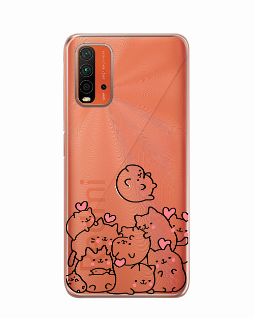 Силиконовый чехол для Xiaomi Redmi 9T "Котики"