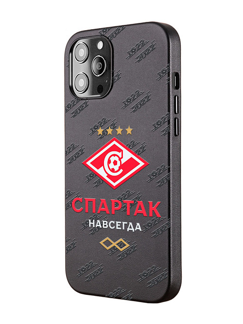 Кожаный чехол для Apple iPhone 12 Pro Max "Спартак - навсегда"