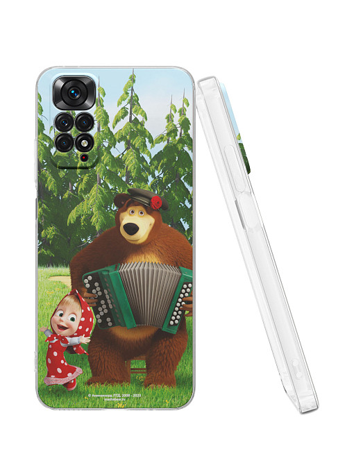 Силиконовый чехол для Xiaomi Redmi Note 11S (4G) "Маша и медведь: Гармошка"