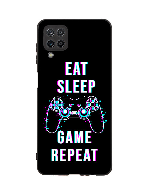 Силиконовый чехол для Samsung Galaxy A12 (4G) "Eat Sleep Game repeat"