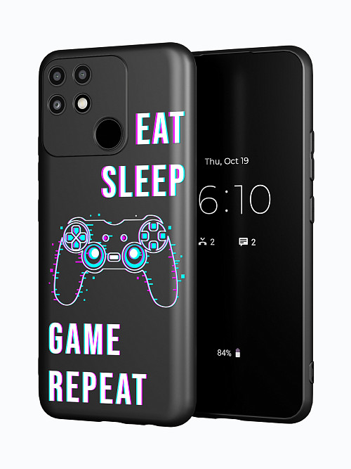 Силиконовый чехол для Realme Narzo 50A Eat Sleep Game repeat