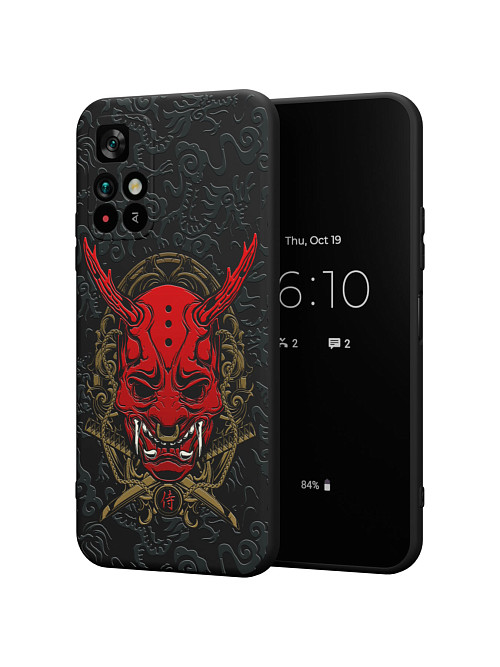 Силиконовый чехол для Poco M4 Pro (5G) "Red Oni mask"