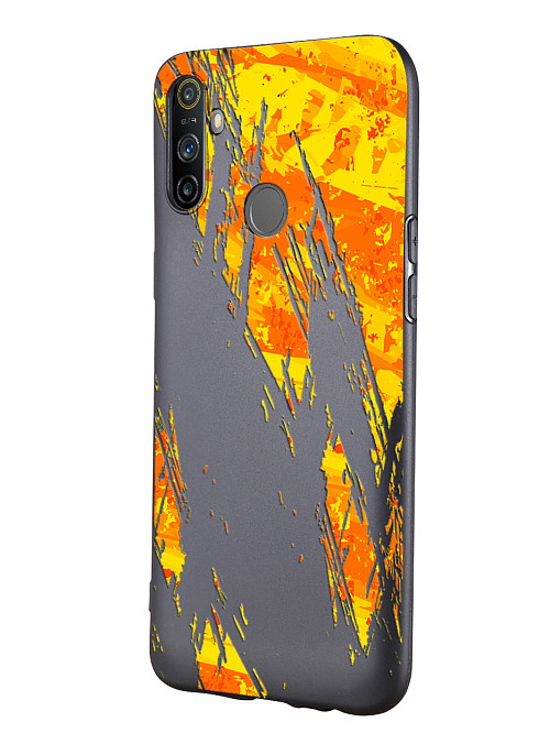 Силиконовый чехол для Realme C3 Оранжевая краска