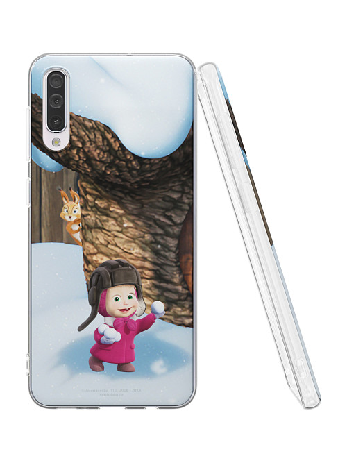 Силиконовый чехол для Samsung Galaxy A30s "Маша и медведь: Маша и белка"