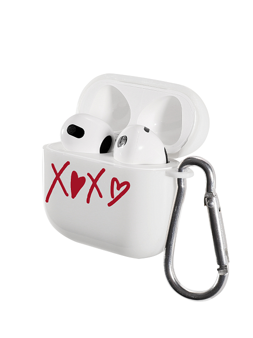 Силиконовый чехол для наушников глянцевый на AirPods 3 "NOVEL: XOXO"