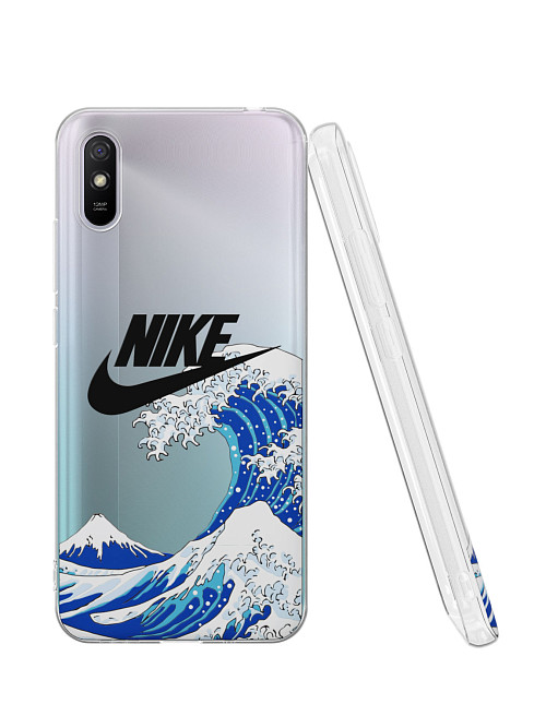 Силиконовый чехол для Xiaomi Redmi 9A "NOVEL: Nike и волна"