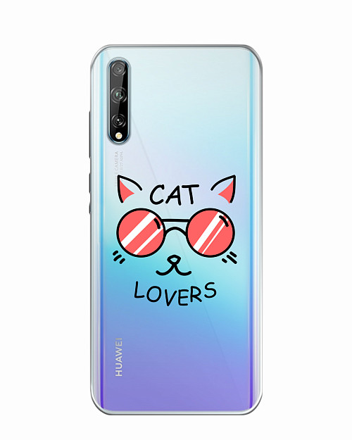 Силиконовый чехол для Huawei Y8p Cat lovers