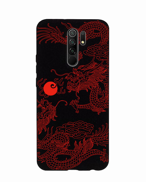 Силиконовый чехол для Xiaomi Redmi 9 "Красный японский дракон"