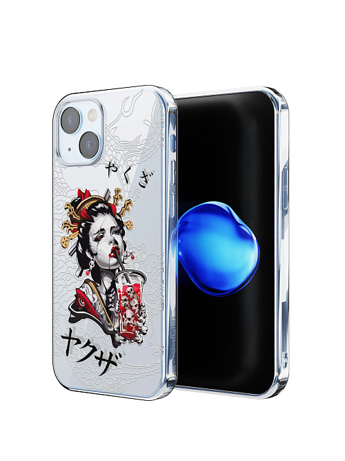 Противоударный чехол для Apple iPhone 15 "Geisha Bloody"