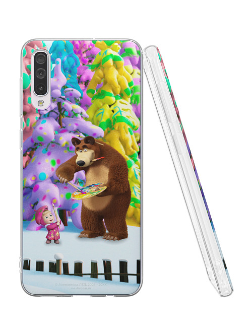 Силиконовый чехол для Samsung Galaxy A30s "Маша и медведь: Маша художник"