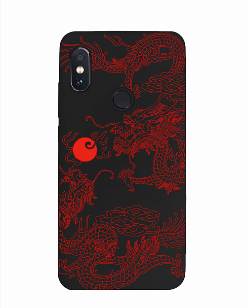 Силиконовый чехол для Xiaomi Redmi Note 5 Pro Красный японский дракон