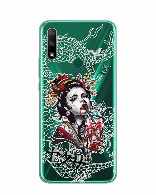 Силиконовый чехол для Huawei Y9 Prime (2019) "Geisha Bloody"