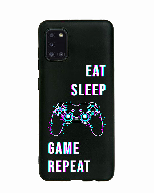 Силиконовый чехол для Samsung Galaxy A31 "Eat Sleep Game repeat"