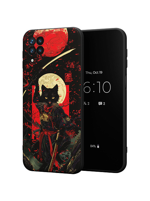 Силиконовый чехол для Samsung Galaxy A12 (4G) "Кот-самурай"
