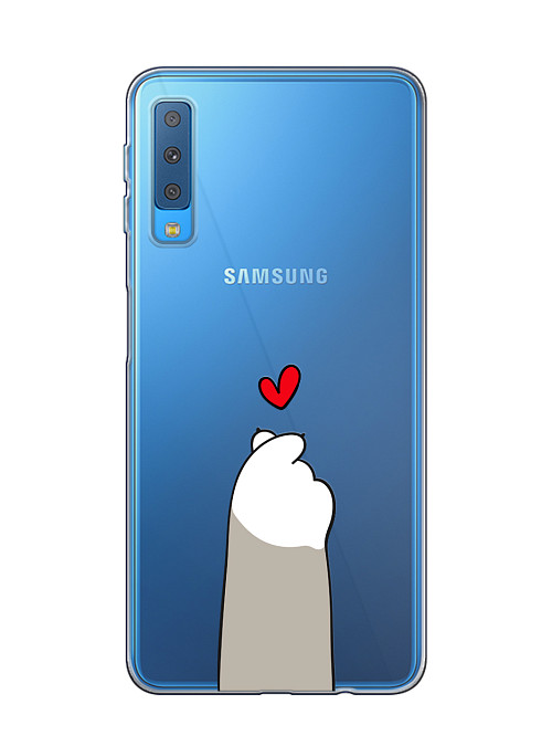 Силиконовый чехол для Samsung A7 2018 (A750) Лапка с сердцем