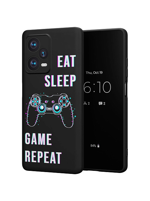 Силиконовый чехол для Xiaomi Redmi Note 12 Pro+ (5G) "Eat Sleep Game repeat"