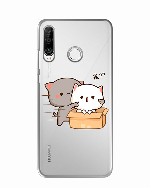 Силиконовый чехол для Huawei P30 Lite Два котика