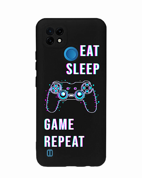 Силиконовый чехол для Realme C21 Eat Sleep Game repeat