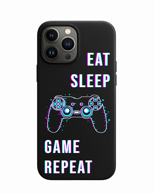 Силиконовый чехол для Apple iPhone 13 Pro Max Eat Sleep Game repeat