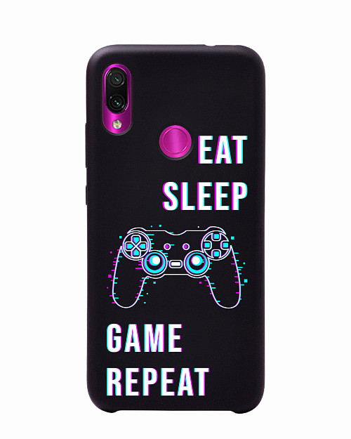 Силиконовый чехол для Xiaomi Redmi Note 7/Redmi Note 7 Pro Eat Sleep Game repeat