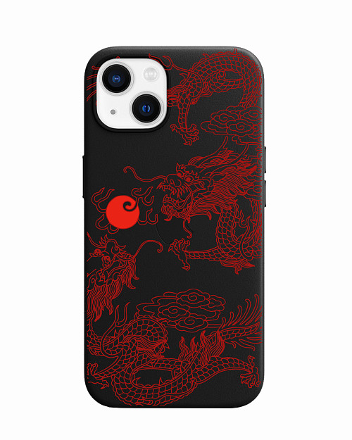 Силиконовый чехол для Apple iPhone 13 Красный японский дракон